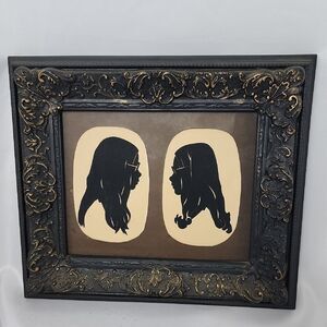 Vintage 70's Silhouettes In Vintage Ornate Black Frame With Brushed Brass Tone